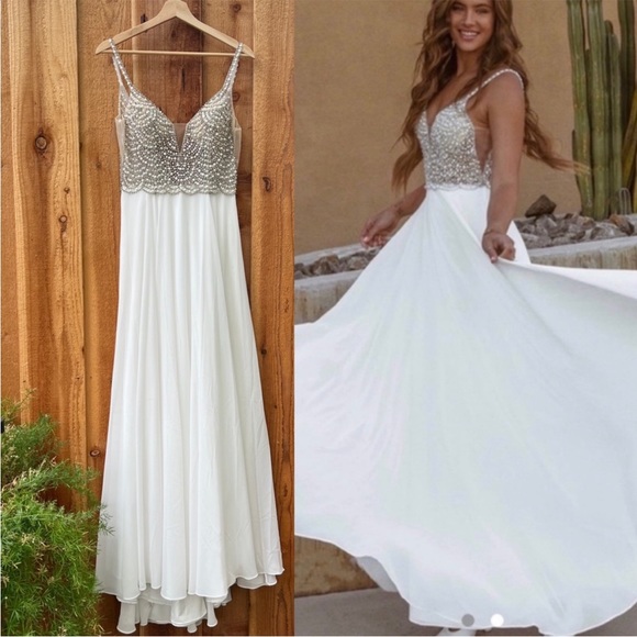 Lulus Dresses & Skirts - White True Love Beaded Rhinestone Wedding Gown 🌿